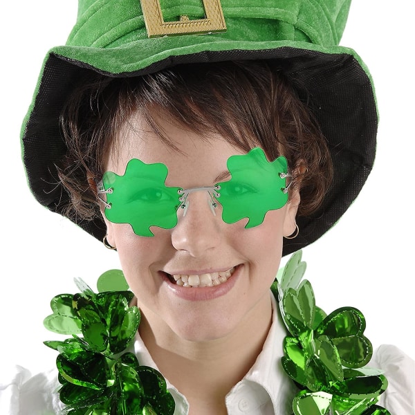 St. Patrick's Day Irish Clover Leaves Green Elf Costume Glasses 1 Pack (FMY)