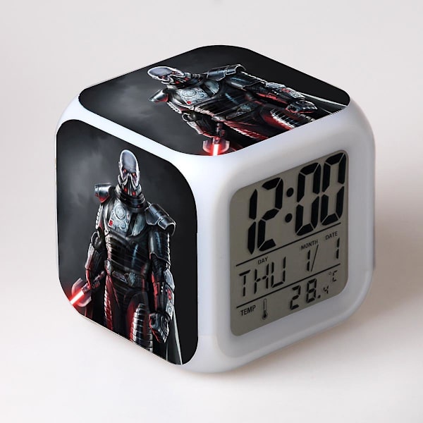 Star Wars LED Alarmur med Actionfigur Darth Vader Yoda Farverige Lysende Natlampe Soveværelses Dekoration Til Børn Legetøj Gave 36 (FMY)