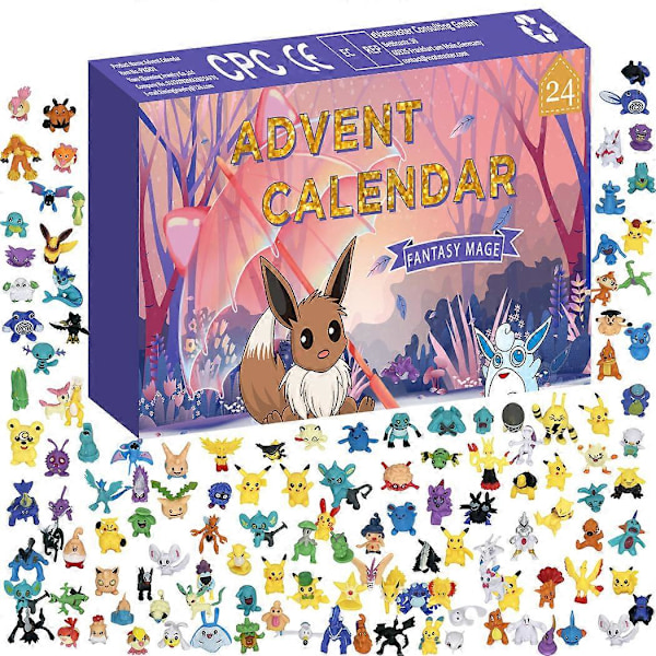 Julekalender for barn 2024 - Dyr fra hele verden, leketøygave, Pikachu juletellergave (FMY)