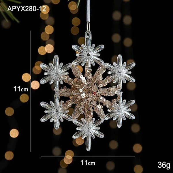 Julepynt Sequin Akryl Hængende Transparent Snefnug Butterfly Elk Juletræ Pynt Glædelig Jul (FMY) B