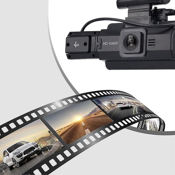 Bil Dvr Kamera Dashcam Dual Lens Vehicle Bil Dvr Dash Camera Vidvinkel Dash Bredkamera Night Vision Bilkørselsoptager (FMY)