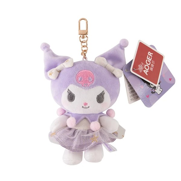 Sanrio Vitguld Kuromi My Melody Hellokitty Cinnamoroll Plysch Hänge Skolväska Ryggsäck Fyllda Nyckelringar Bil Plysch Hänge (FMY) HelloKitty