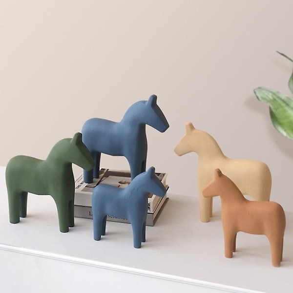 Koristeelliset minimalistiset hevosfiguurit, puuta elävät kodin koristeet olohuoneeseen (FMY) Green L