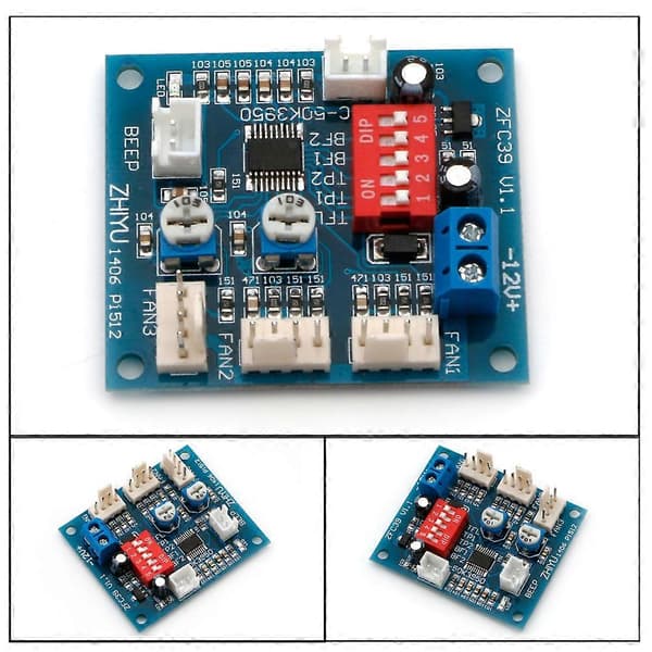PWM 12V CPU PC Vifte Temperaturkontroll Hastighetskontroller Modul Høy-Temp Alarm (FMY)