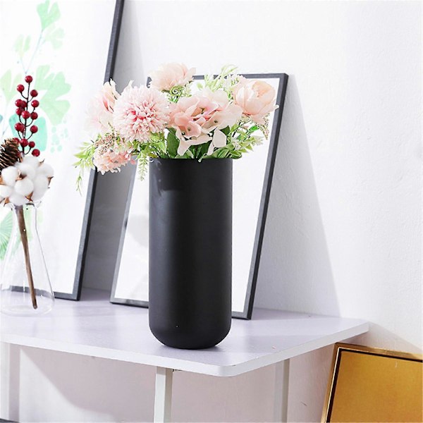 Blomvas i rostfritt stål, dekorativ mittpunkt för hem eller bröllop, 304 rostfritt stål, 23 cm hög prydnad (FMY) Black