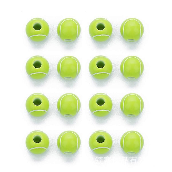 100 st Gröna Tennisboll Runda Pärlor 12mm Sport Distans Pärlor DIY Smyckestillverkning (FMY)