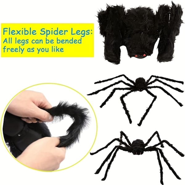Kjøp 2, få 1 gratis, totalt 3 pakker, Halloween-edderkopper, gigantiske falske skumle hårete edderkopper for Halloween-dekorasjoner utendørs Halloween-dekor innendørs (FMY) 3pcs
