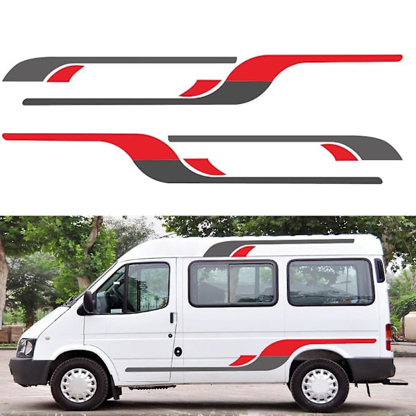 Ajoneuvon tarrat, tarra sisustus, vinyyligrafiikka, tarrat TRANSIT LWB Caravan Trailerille (FMY) red  gray