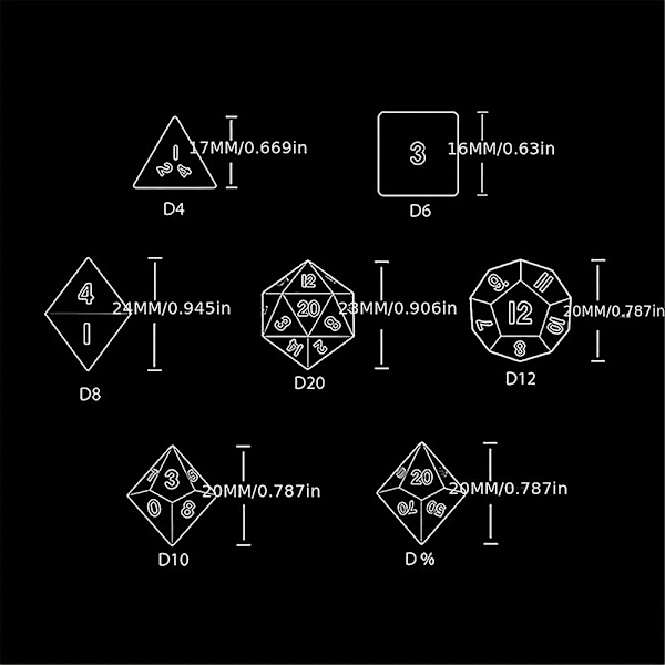 7 stk/sett Polyhedrale Terninger Flersidige Terninger Rpg Terningsett Terningsett Kit For Fest (FMY)