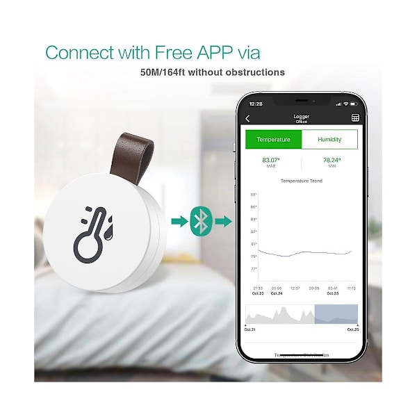 2 stk Trådløs Termometer Hygrometer Bluetooth Fjernbetjening Termometer Præcis Indendørs Temperatur (FMY)