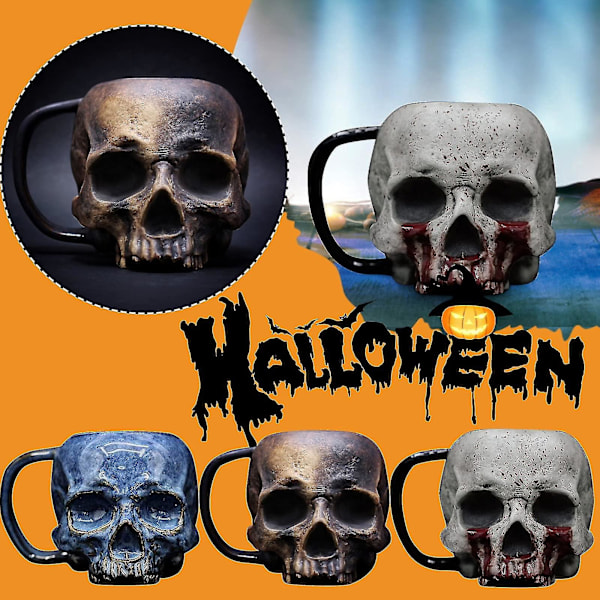 Kraniekopp, Gotisk Skummel Realistisk Kraniekopp, 3d Resin Kraniehodekopp Med Håndtak, Necromancer Kranie (FMY)