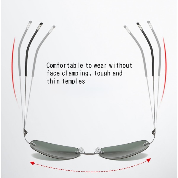 Solbriller Ultralette rammeløse sammenleggbare Titanium Light Solbriller Toad Mirror Driving Mirror Polarized Solbriller for menn (FMY)
