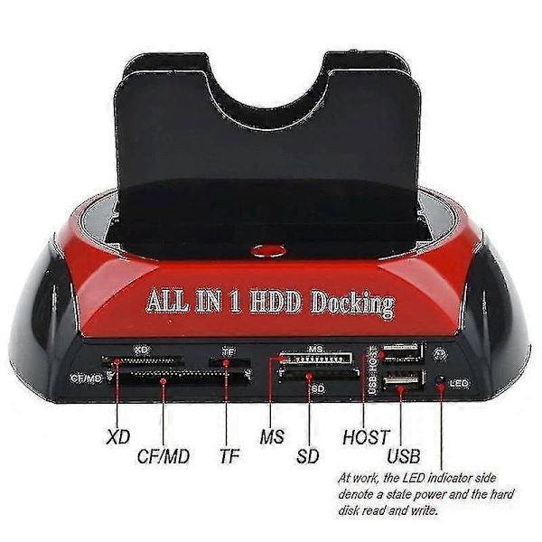 Hårddiskdockningsstation Dubbla Fack Usb 3.0 Till Sata Ide Hdd Dockningsstation Med Kortläsare För 2.5 3.5 Tum Ide (FMY)