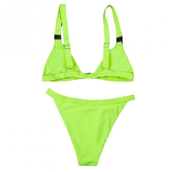 Mode Sexig Snap Lace Up Dambaddräkt Enfärgad Delad 2st Bikiniset Beachwear,xl (FMY)