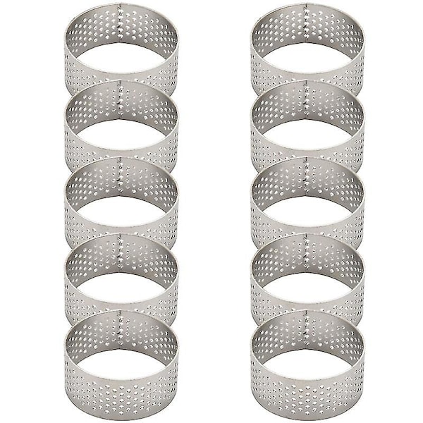 10pcs 4.5cm Round Stainless Perforated Seamless Tart Ring Quiche Ring Tart Pan Pie Tart Ring With H  (FMY)