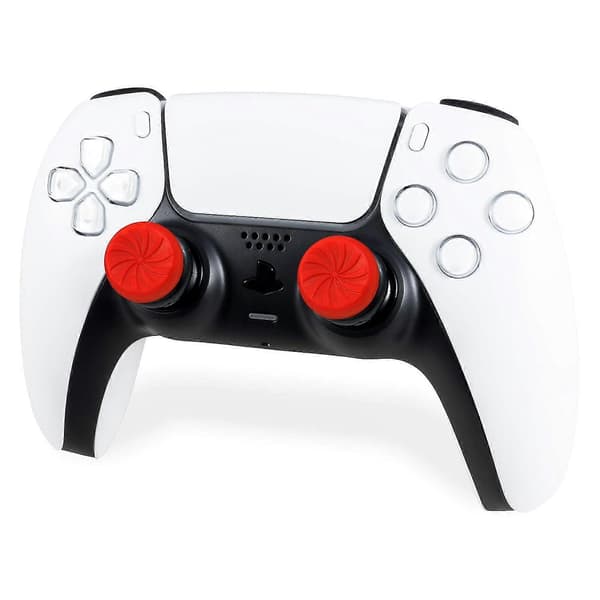 2 stk. Performance Thumbsticks til PS5/PS4, 1 høj, 1 mellemhøj, Performance Thumbsticks Thumbstick Udskiftning til PS5 & PS4 Controller (FMY) Red