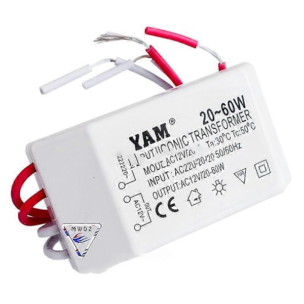 Elektronisk transformator AC 220V till 12V 20-60W Halogenljus Drivrutin Strömförsörjning (FMY)