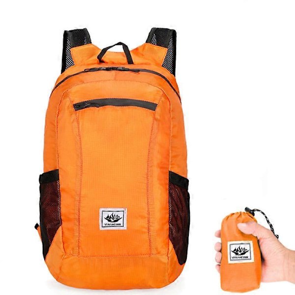 Kokoontaitettava reppu, vaellusreppu, vettähylkivä kevyt pakattava reppu (FMY) orange