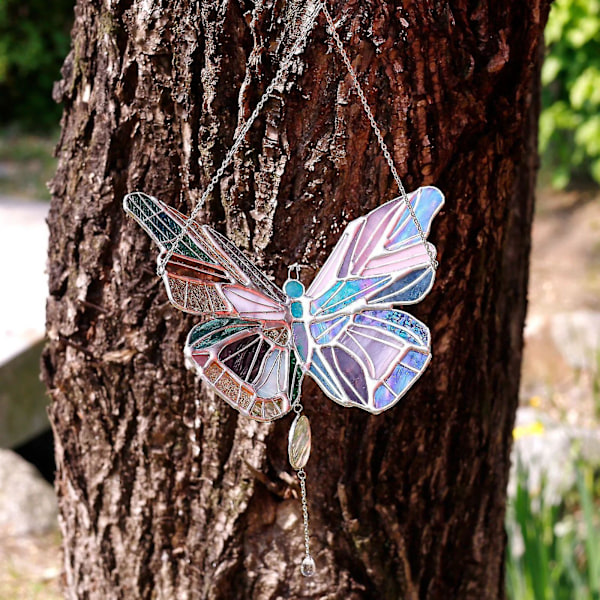 Perhonen Stained Glass -aurinkokoukku/kotipihan koriste Väri Ulkokoriste Perhonen Värivarjo Koriste (FMY)