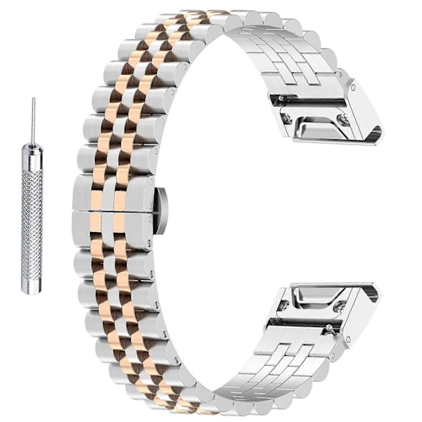 Urrem i rustfrit stål med 5 perler til Garmin Fenix 7S/6S/5S, udskiftningsarmbånd med værktøj (FMY) Multicolor Style I