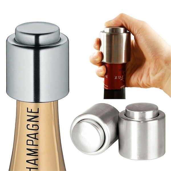 Flaske i rustfrit stål Lækagesikker prop Stopper Vakuum Champagne Rødvinsforseglerlåg til hjemmebar (FMY)