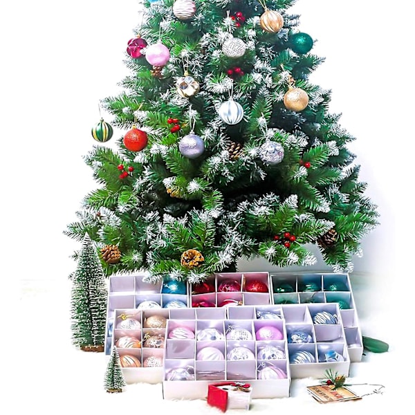 12 stykker julekulepynt, Matte og blanke julekulepynt, Glitrende julekulepynt 6 cm (sølv) (FMY)