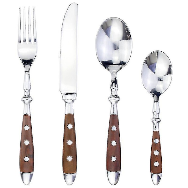 Klassisk elegant harpiksnagler håndtak stil rustfritt stål vestlig bestikk 4 i 1 sett delikate redskaper servise for hjemmet (FMY) 3152 brown