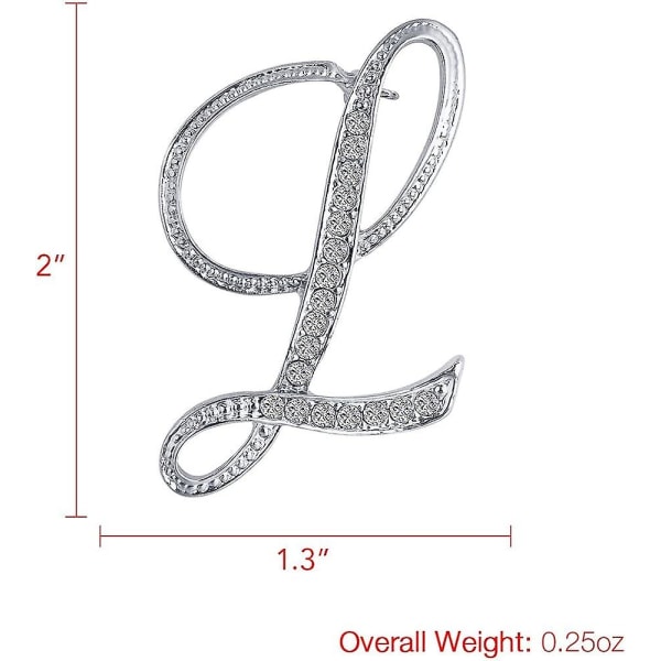 A-z Initial Letters Brosje For Women,sølvbelagt metall Rhinestone Clear Aaa+ Crystal Lapel Pin Brosjer1stk,wz-1140 (FMY)