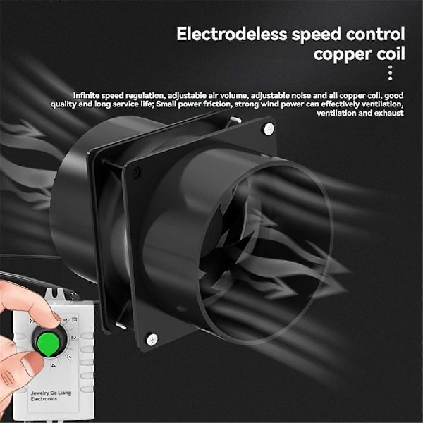 USB Justerbar Hastighet Fläkt Rökabsorberare ESD Rökutsug Fläktrör Kanal Utblåsningsfläkt Rör Ventilation (FMY) Black
