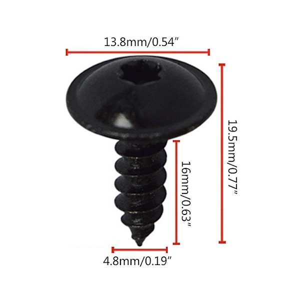 Torx-ruuvit auton moottorin suojuksiin, roiskeiden suojat, itseporautuvat ruuvit 20/30 kpl (FMY) 20 pcs