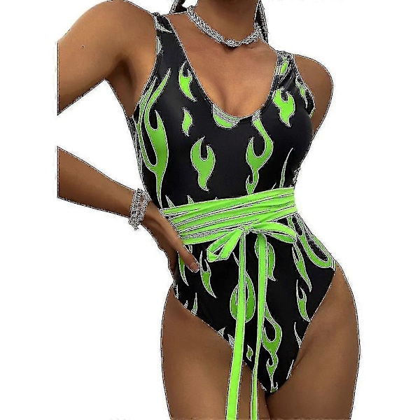 \"Dame Ett-delt Trykket Bikini BadeDrakt Flamme Trykk Stram BadeDrakt Bikini BadeDrakt BadeDrakt C\" (FMY) M