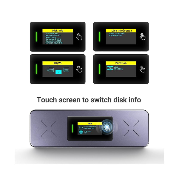 I9x Älykäs M.2 Nvme / Sata Ssd Kotelo, Usb 3.2 Gen 2 10gbps, Ulkoinen M2 Adapteri Kotelo Tukee M-  (FMY)