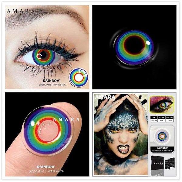 Farvekontaktlinser Halloween øjenkontakter 2 stk. Farvede kontaktlinser Elever Cosplay Makeup Farvelinse øjne kontaktlinser (FMY) RAINBOW