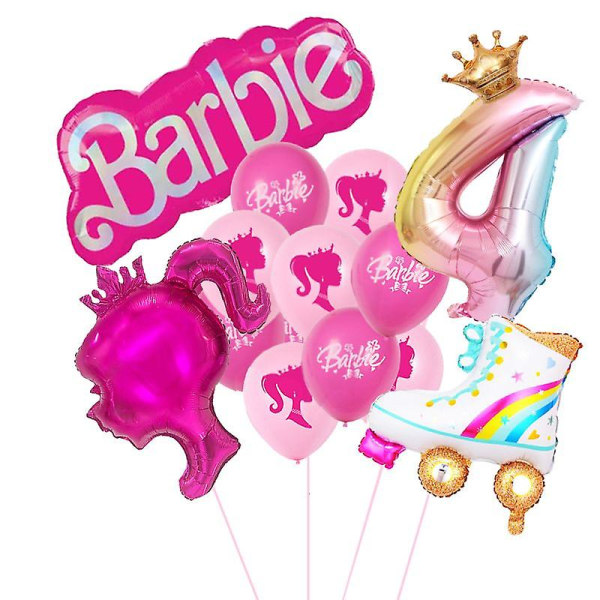 Ny DIY Kawaii Barbie Ballon Børn Piger Drenge 0-9 års fødselsdagsfest Tema Dekoration Børn Baby Aluminium Film Balloner Legetøj (FMY) yin-1