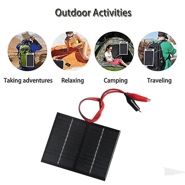 12V 1.5W solcellepanel med klipsesystem til opladning af batterier - polykrystallinsk solcellepanel til små apparater (FMY) Black