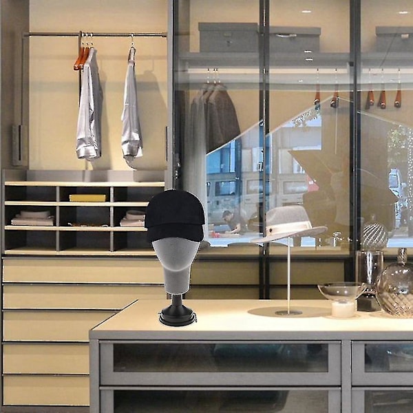 Flockad Skumdocka Huvudmodell Fotografi Rekvisita Vuxen Dockhuvud Form Peruker Glasögon Hatt Visningshållare (FMY) Gray