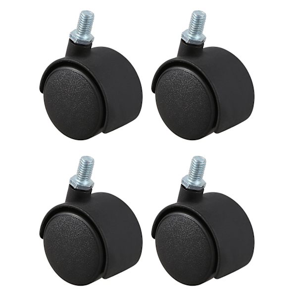 Plast hjul med vridbar 8mm skruvstång 1,5 tum diameter 4 st  (FMY) Black