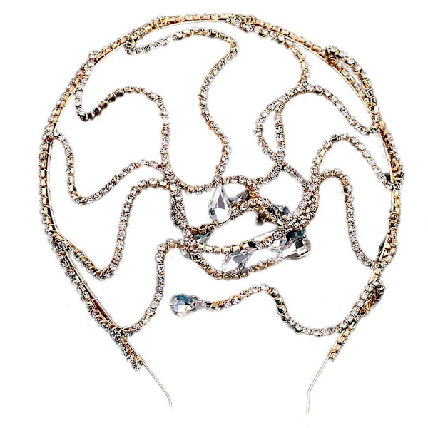 Rhinestone-käärmepannan hääpannan Medusa-pannan käärmepään ketju (FMY) Gold