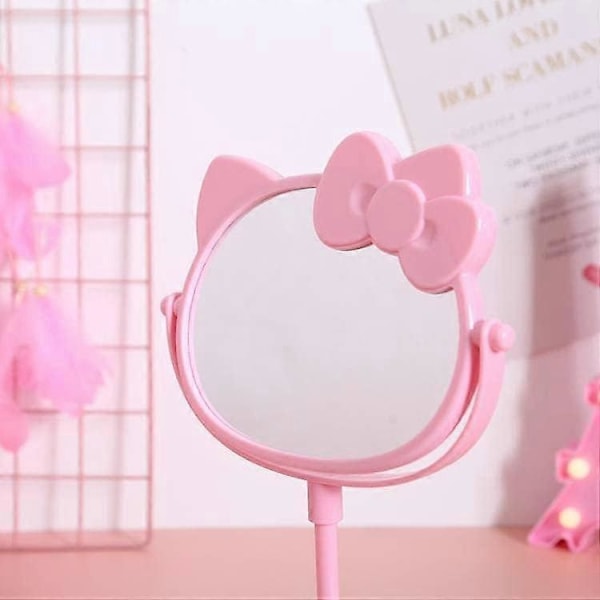 Skrivebordspeil, Kitty Cat Form-Kawaii & Sminkespeil for Deg på Badet eller Soverommet - Rosa, Bursdagsgave til Hello Kitty-fans (FMY)