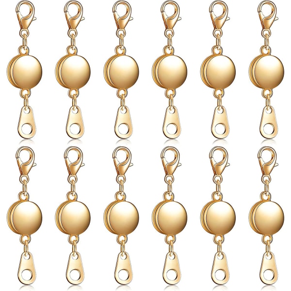 12 stk Låsemagnetisk smykkelås Rundt halskjede Låselukkinger Armbåndforlenger for smykkefremstilling (gull) (FMY)