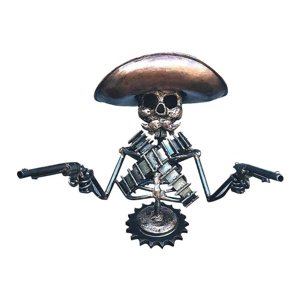 Cowboy Skull Gunslinger -hupukoristeet, siistit luurankohahmot Tyylikkäät autokuorma-autojen hupun koristeet metalliset pääkallohupufiguurit Auto-autojen sisustus (FMY)