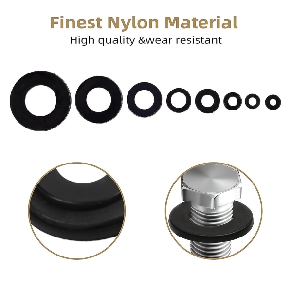 500 stk. Sorte Nylon Flade Skiver Sortimentssæt til Elektriske Forbindelser på Husholdnings- og Kommercielle Apparater, (m2 M2.5 M3 M4 M5 M6 M8 M10)  (FMY)