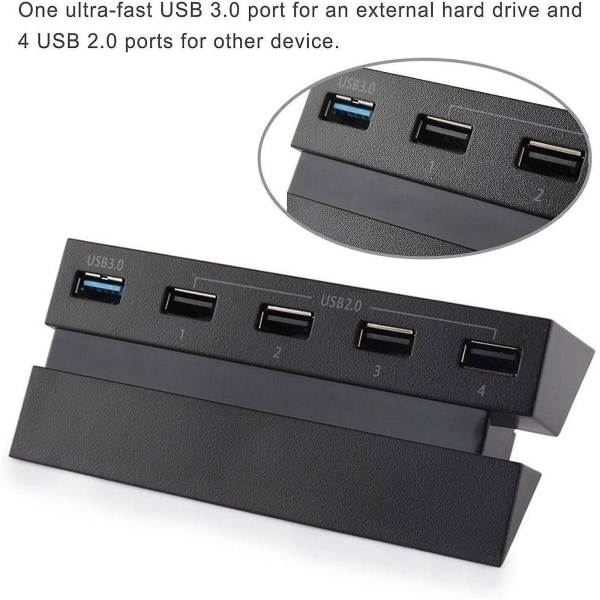 5 Portin USB-keskitin PS4:lle - Nopea lataus, ohjainjakaja, laajennusadapteri (FMY)