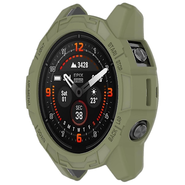 TPU Klockfodral för Garmin Epix Pro (gen 2) 47mm/Fenix 7 Pro/Fenix 7, Repskyddande Ihåligt Skydd (FMY) Jungle Green