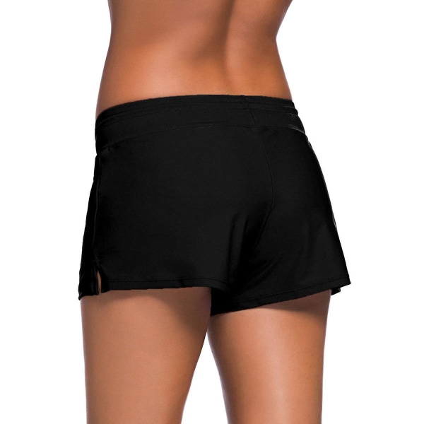 Badshorts för kvinnor med hög midja Baddräkt underdelar Baddräkt Pojkshorts Badkläder Bikiniboardshorts, svart, xl (FMY)