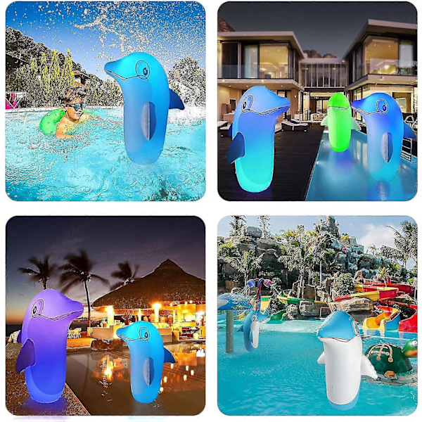 Lysande Poolleksaker för Barn Vuxna Uppblåsbar Delfin Stå Upp på Vatten Land med Tumlardesign / LED & Fjärrkontroll / 13 Färger Poolflottar Perfekt (FMY)