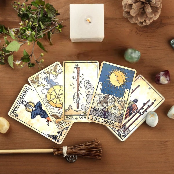 Tarot vintage ödesspådom tarotdäck familjefest brädspel spelkort engelska orakel vägledningskort för nybörjare (FMY)