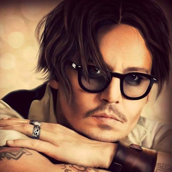 Mode Johnny Depp Stil Runde Solbriller Mænd Klar Tonede Linser Mærke Design Party Show Solbriller Til Mænd Blå Oculos De Sol (FMY) 3019 C1 As shown