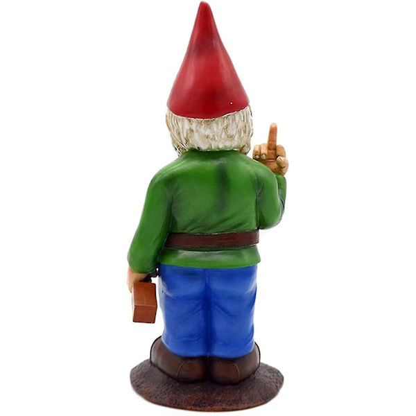 2023-15 Cm Midtfinger Hagegnome - Gnomes Go Away Statue Morsom Hageplen Ornament, Innendørs Eller Utendørs Dekorasjoner  (FMY)