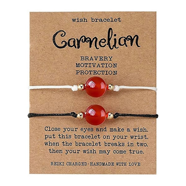 2 st Carnelian Kristall Armband för Kvinnor Kristall Önskearmband Smycken Presenter (FMY) E